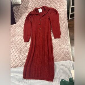 Markarian Deep Red Long Sleeve Dress